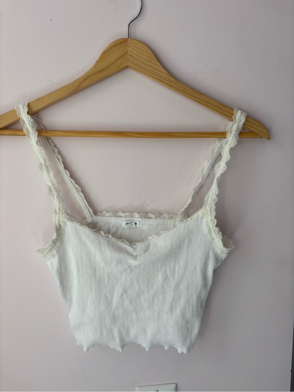 Garage Cream Lace-Trim Ribbed Cami - Picture 2 of 4